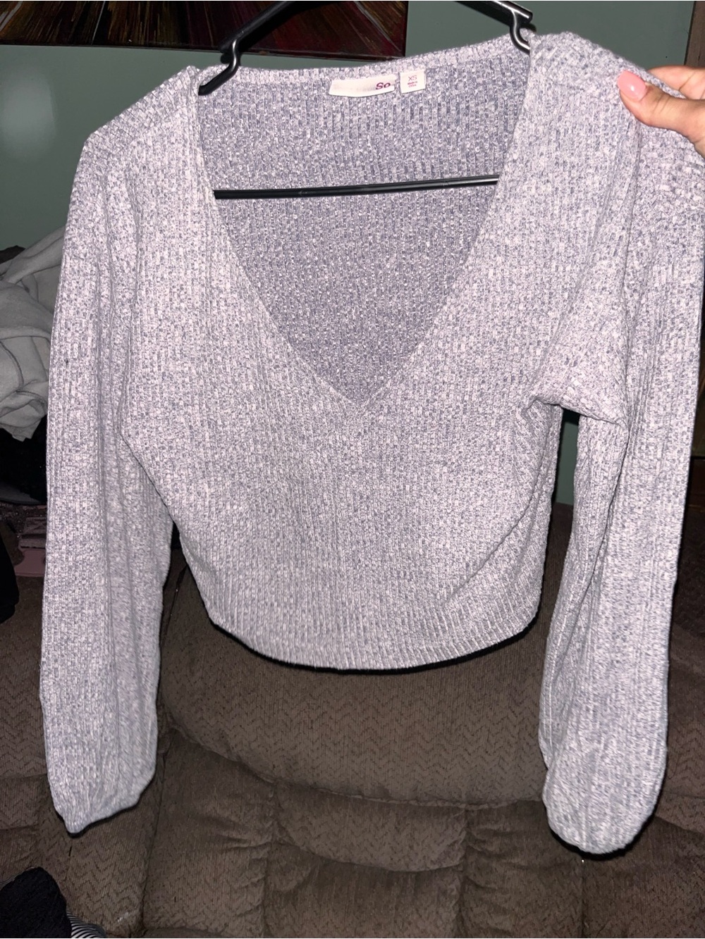 Gray V Neck Women’s Crop Top
